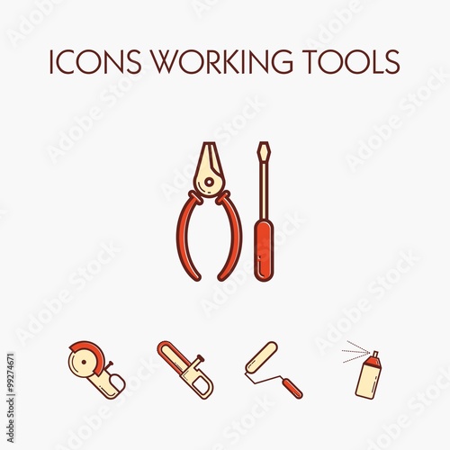 Icons worcking tools photo