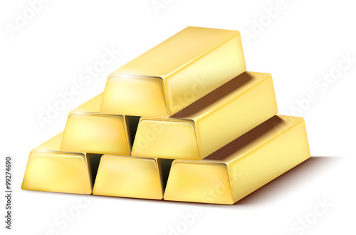 Pile of shiny gold bars