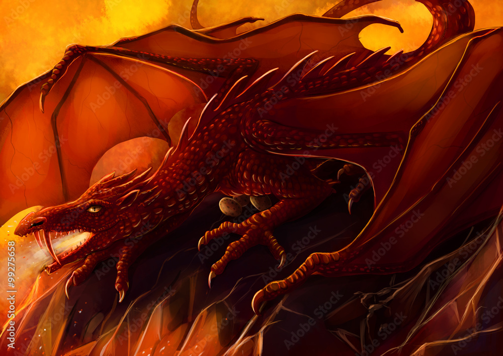 Obraz premium Огнедышащий дракон