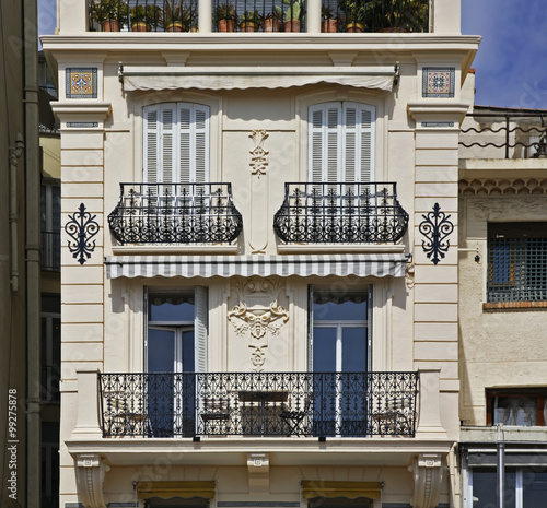 Fragment of building in Cannes. France