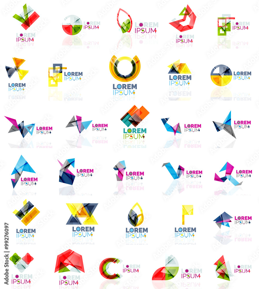 Collection of colorful abstract origami logos