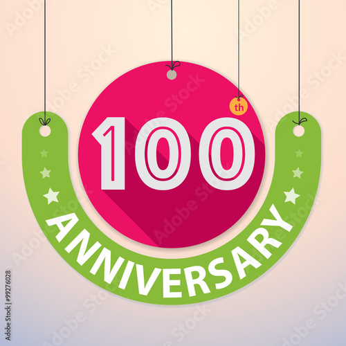 100th Anniversary - Colorful Badge, Paper cut-out