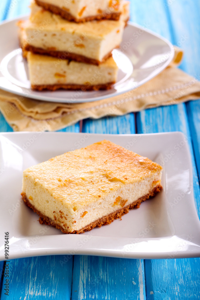 Citrus Cheesecake slices on plate