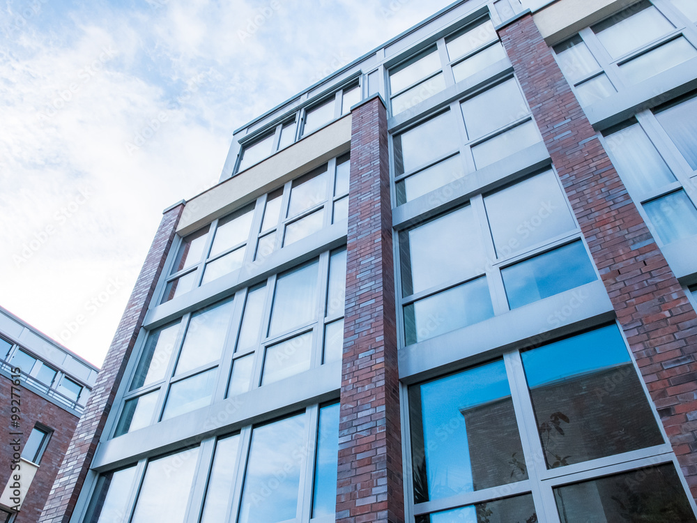 Modern Brick Building with Large Windows Modern Brick Building with Large Windows