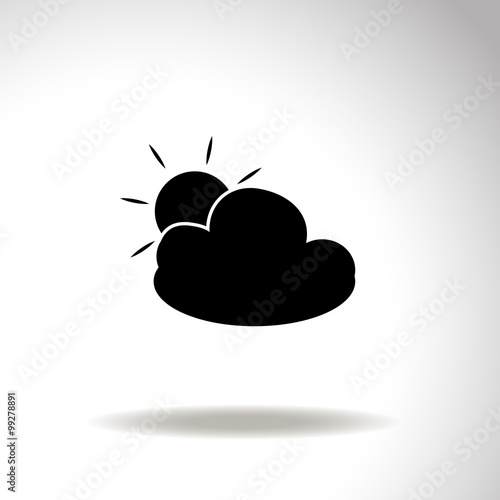 Cloud and sun vector icon. Weather symbol. Cloudy icon.