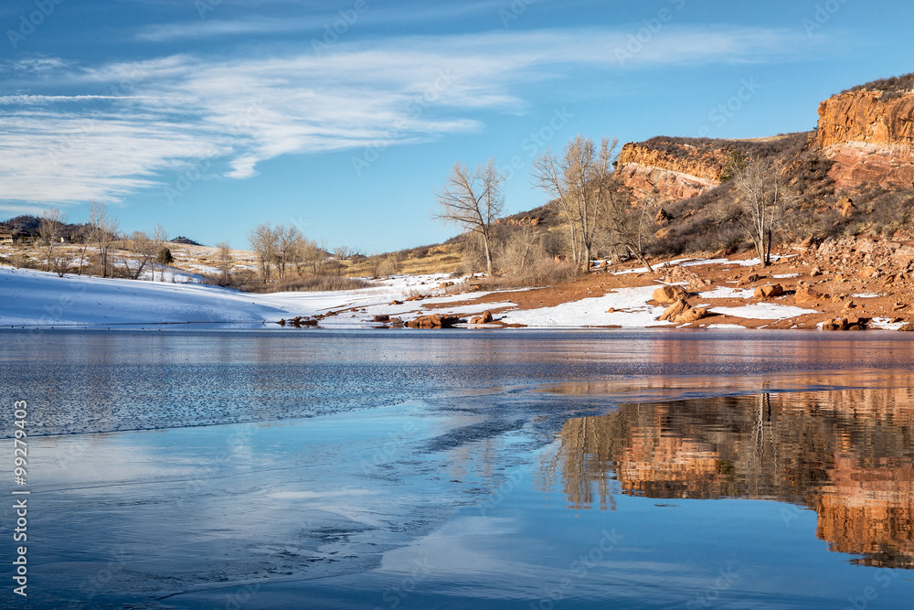 Colorado mountain lake in winter