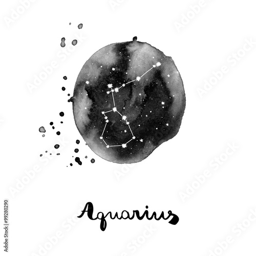 vector illustration with zodiac sign Aquarius
