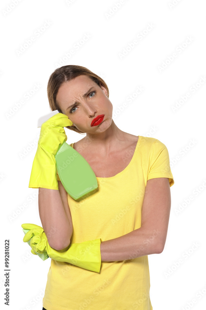 Portrait of a bored female house cleaner Portrait of a bored female house cleaner