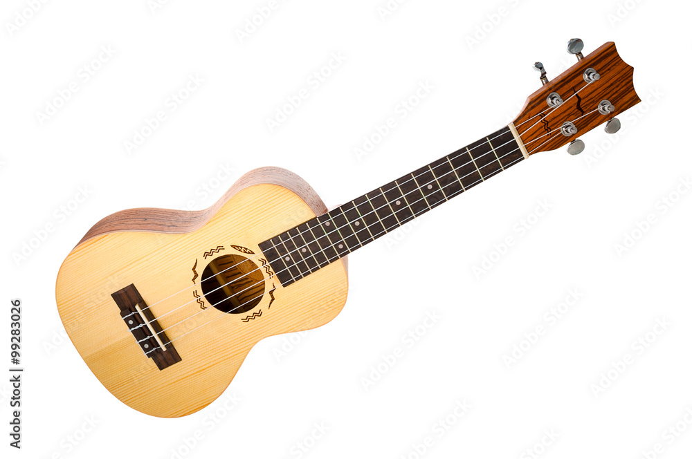 Ukulele acoustic guitar on white background