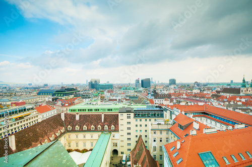 Aerial view of city center Vienna  from St. Stephen's Cathedral