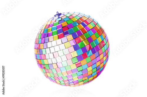 Multicolor disco ball on white background