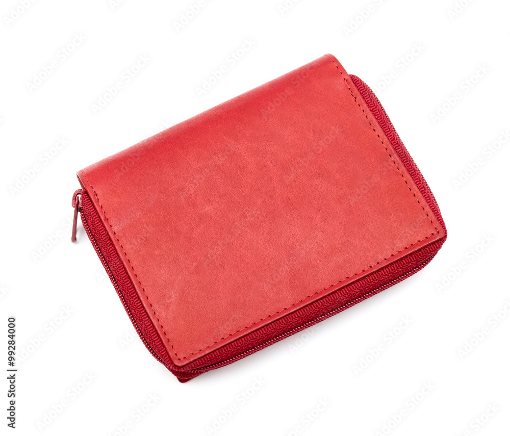 Modern red wallet isolated on white background Modern red wallet isolated on white background
