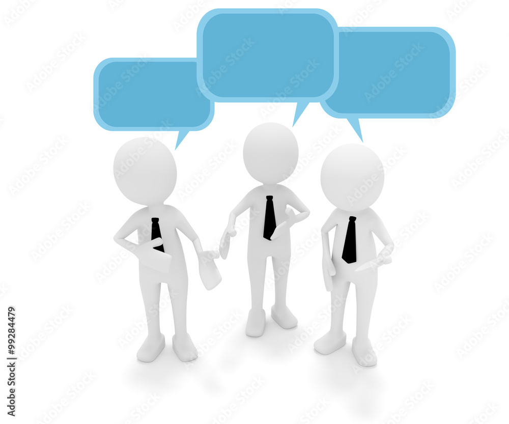 3D Männchen Diskussion Sprechblasen blau 3D Männchen Diskussion Sprechblasen blau