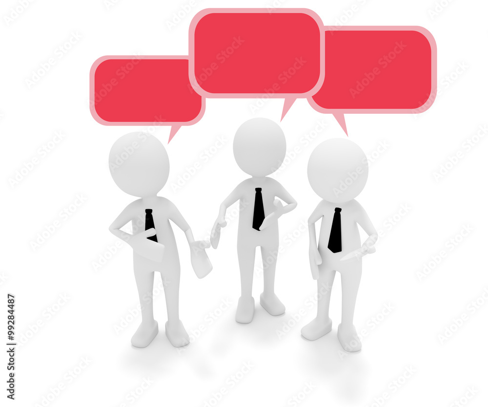 3D Männchen Diskussion Sprechblasen rot 3D Männchen Diskussion Sprechblasen rot