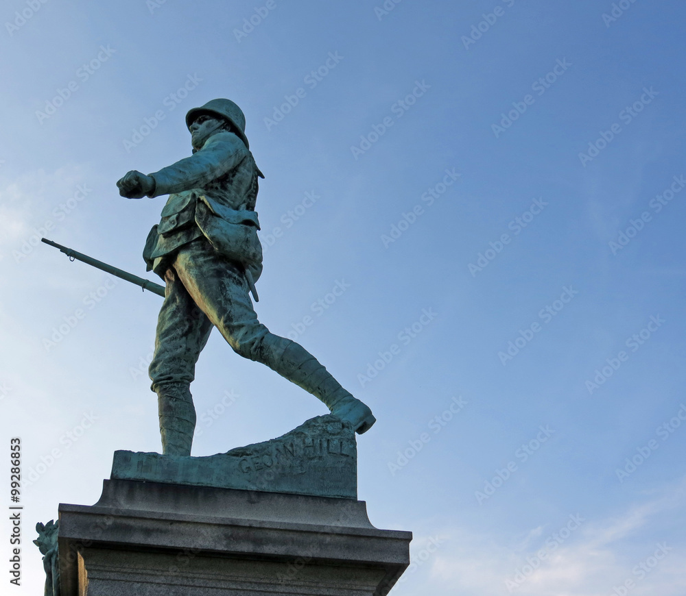 Naklejka premium War monument (side view) erected in 1912 as a memorial to the Boer War (1899-1902), with space for text.