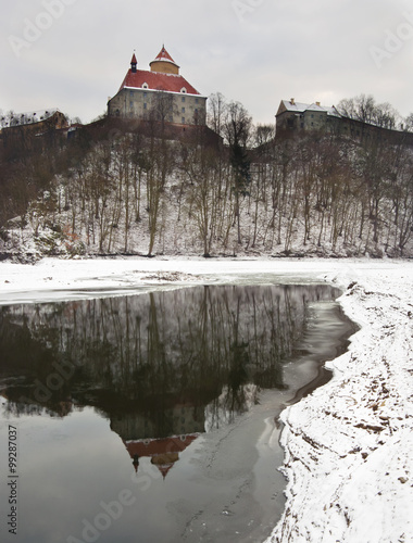 Castle Veveri above the River Svratka in the winter, Brno, Czech photo