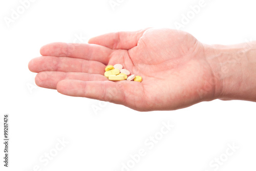 Medikamente, Pillen, Tabletten, Arzneimitteln auf der Handfläche , 
