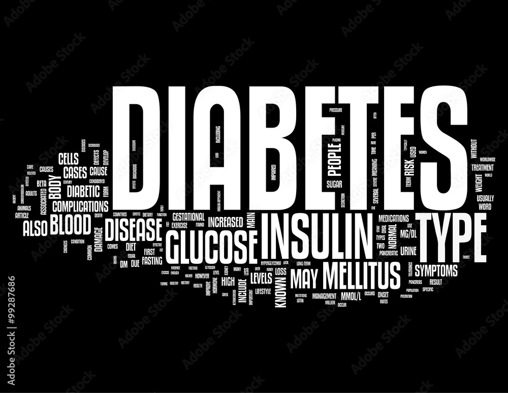 Diabetes words collage isolated on white background Diabetes words collage isolated on white background