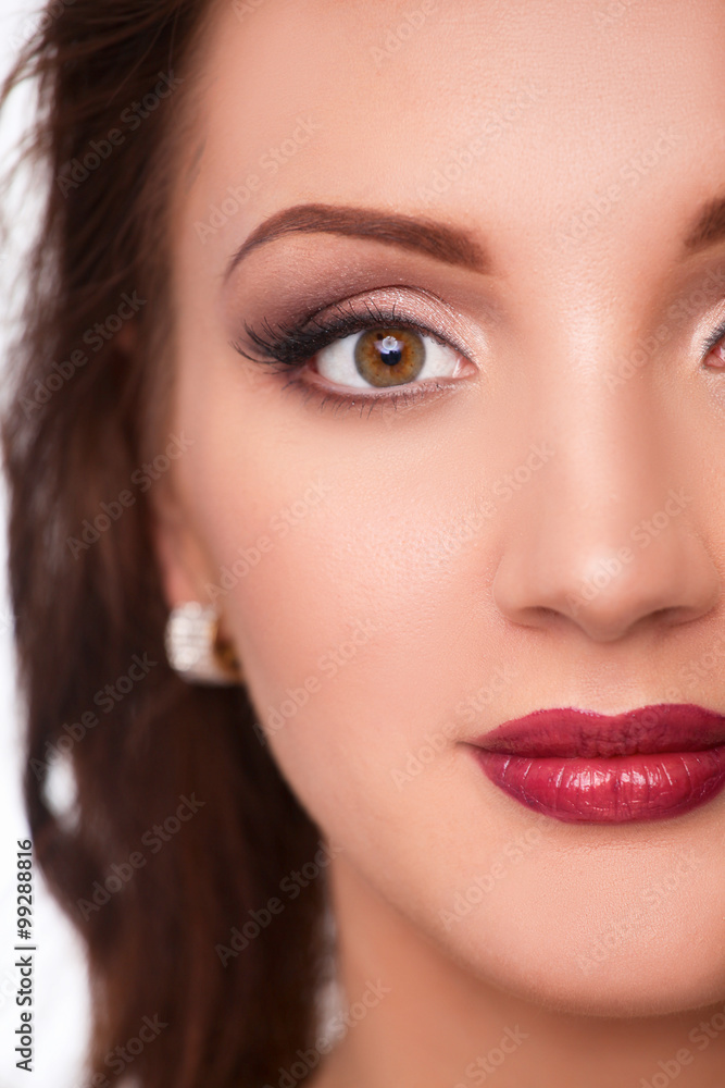 Close up portrait of beautiful young woman face Close up portrait of beautiful young woman face