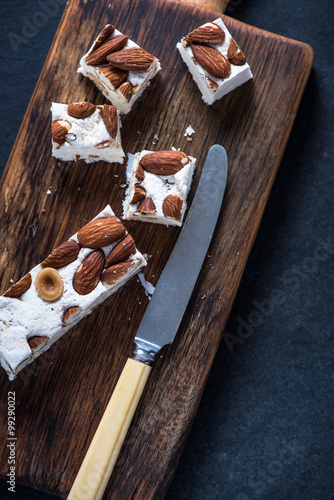 Traditional italina nougat with almonds photo