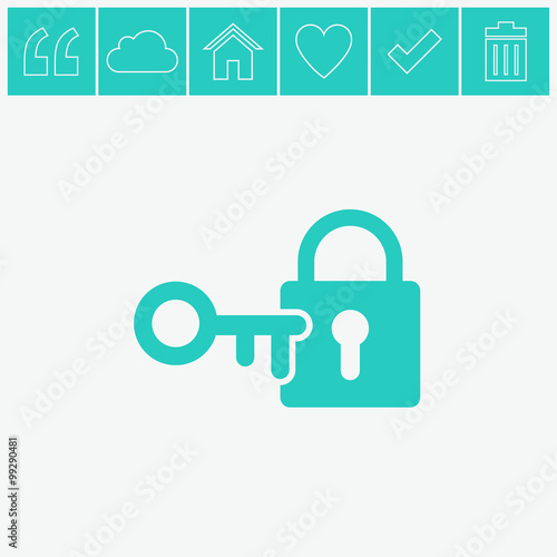 Lock and key vector icon.