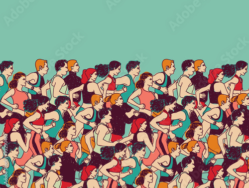 Wallpaper Mural Sport group people run and sky color.  Torontodigital.ca