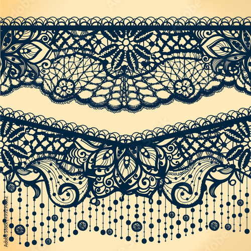 Abstract Lace Ribbon banners, Arabic stripes pattern.