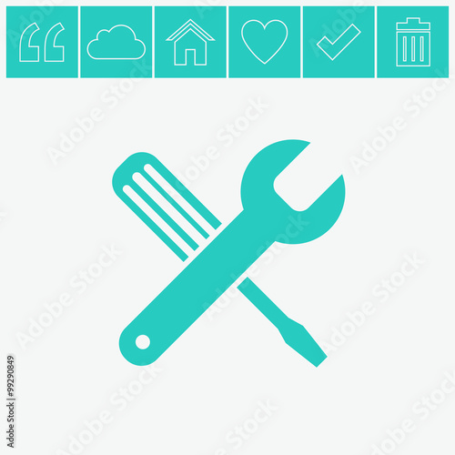 Screwdriver and Wrench. Tools vector icon. Settings icon.