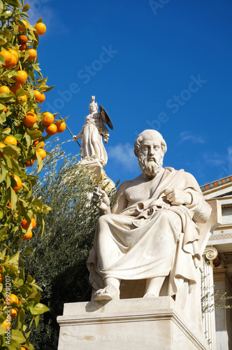 The Statues of Plato and Athena at the Academy of Athens photo