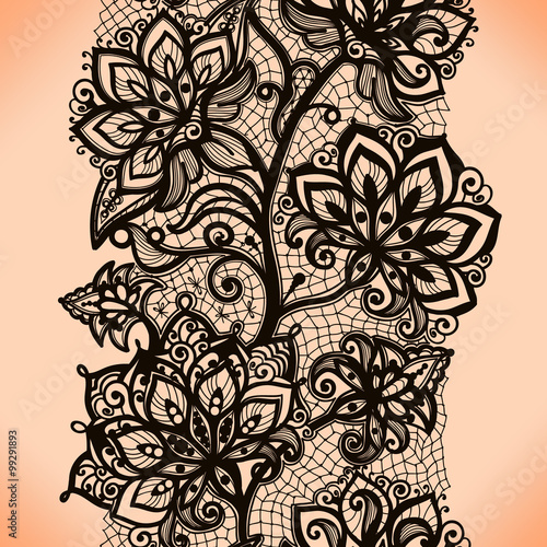 Abstract seamless lace pattern with flowers.