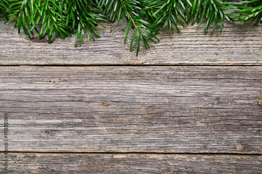 Old wood background with fir frame Old wood background with fir frame
