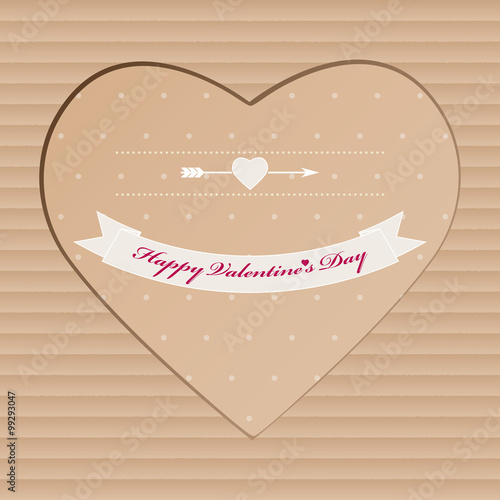 Handmade Valentine Day greeting card from cardboard