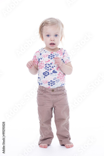 toddler girl standing still