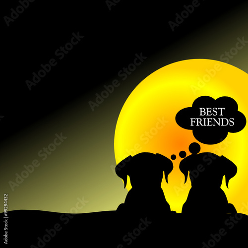 two puppies vector illustration
