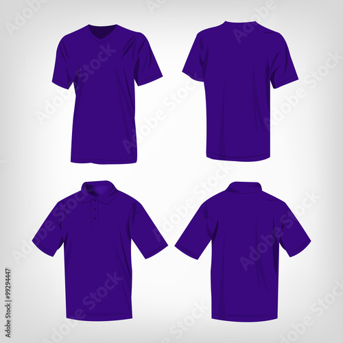 Sport violet t-shirt and polo shirt isolated set vector