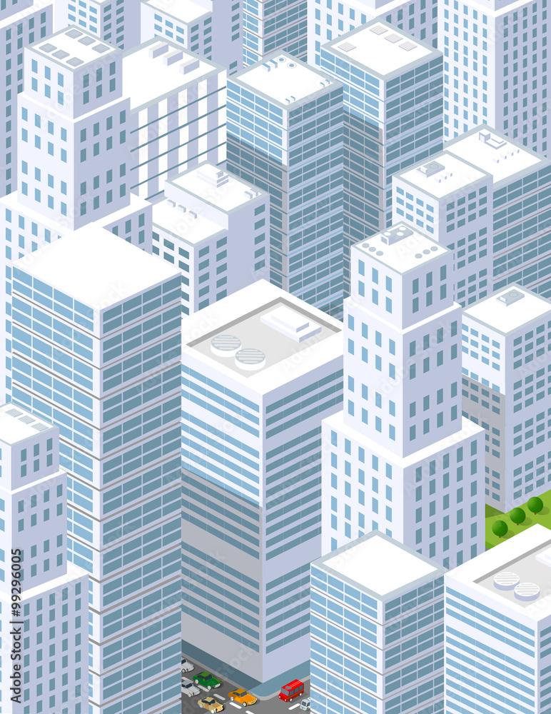 A large city of isometric urban objects. A set of urban buildings, skyscrapers, houses, supermarkets, roads and streets. A large city of isometric urban objects. A set of urban buildings, skyscrapers, houses, supermarkets, roads and streets.
