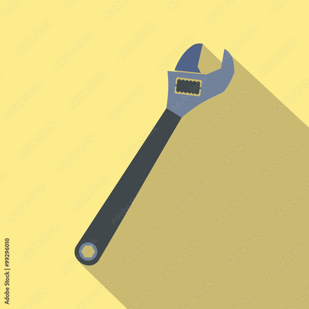 Adjustable wrench flat icon with shadow Adjustable wrench flat icon with shadow