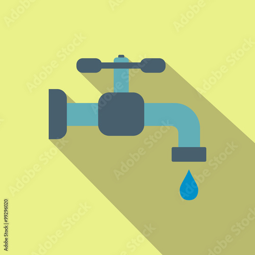 Faucet flat icon with shadow