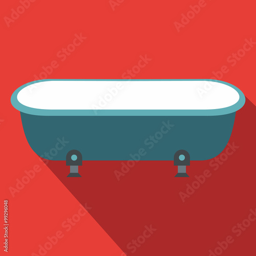 Blue bathtub, flat design