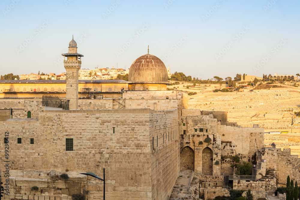 Al Aqsa mosque and Mount of Olives, Jerusalem