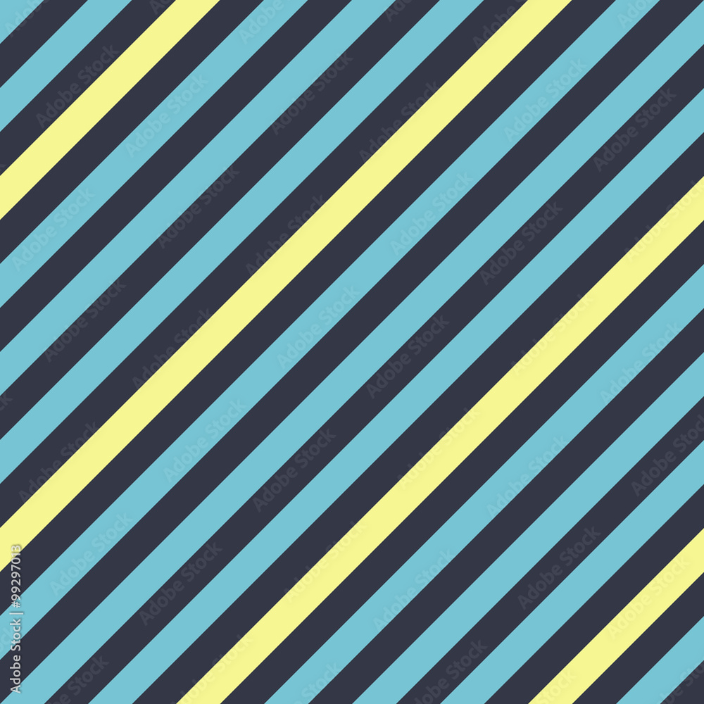 Obraz premium Seamless geometric pattern. Stripy texture for neck tie. Diagonal contrast strips on background. Contrast cold blue, yellow colors. Vector