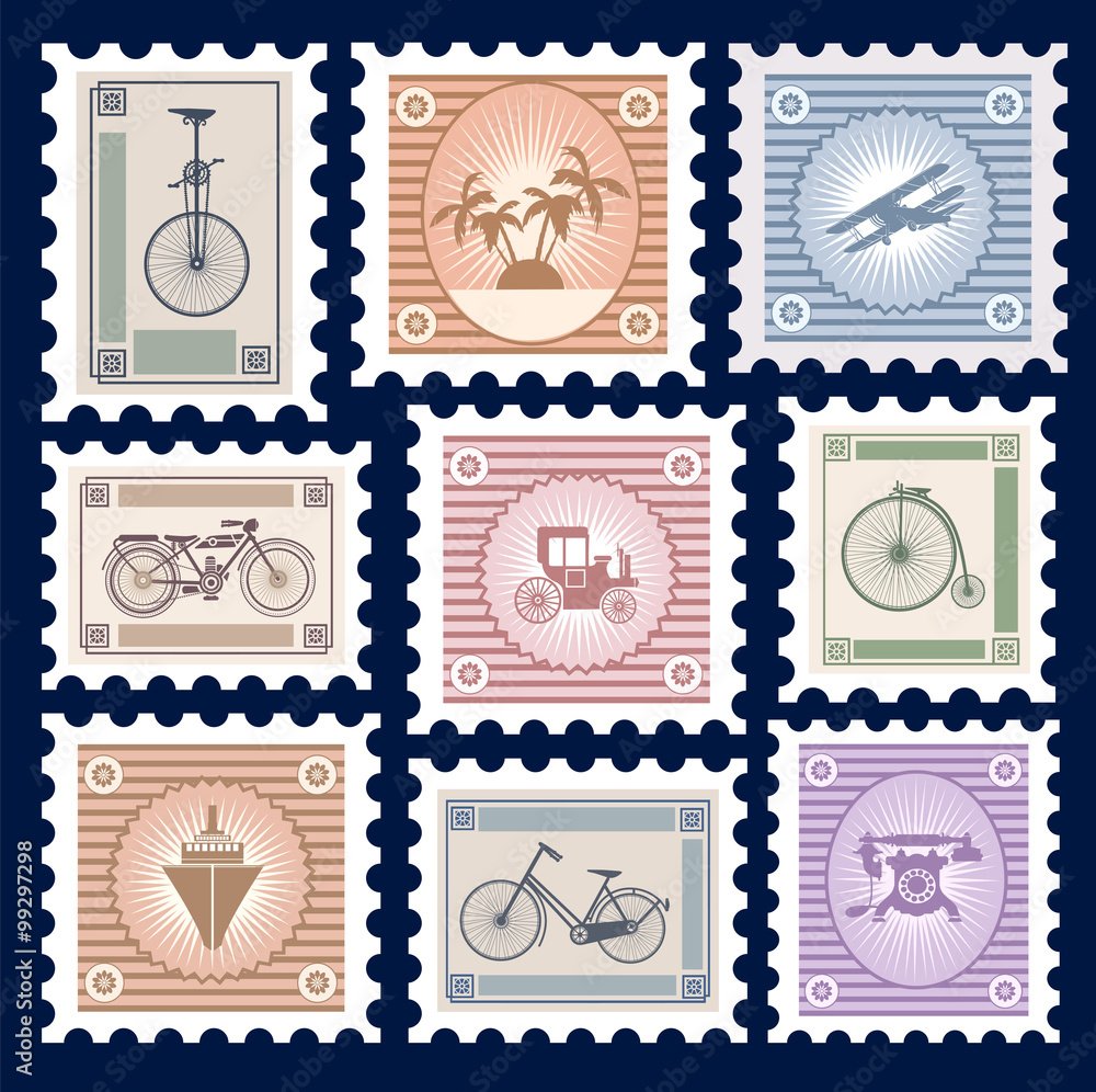 Obraz premium Retro postage stamps
