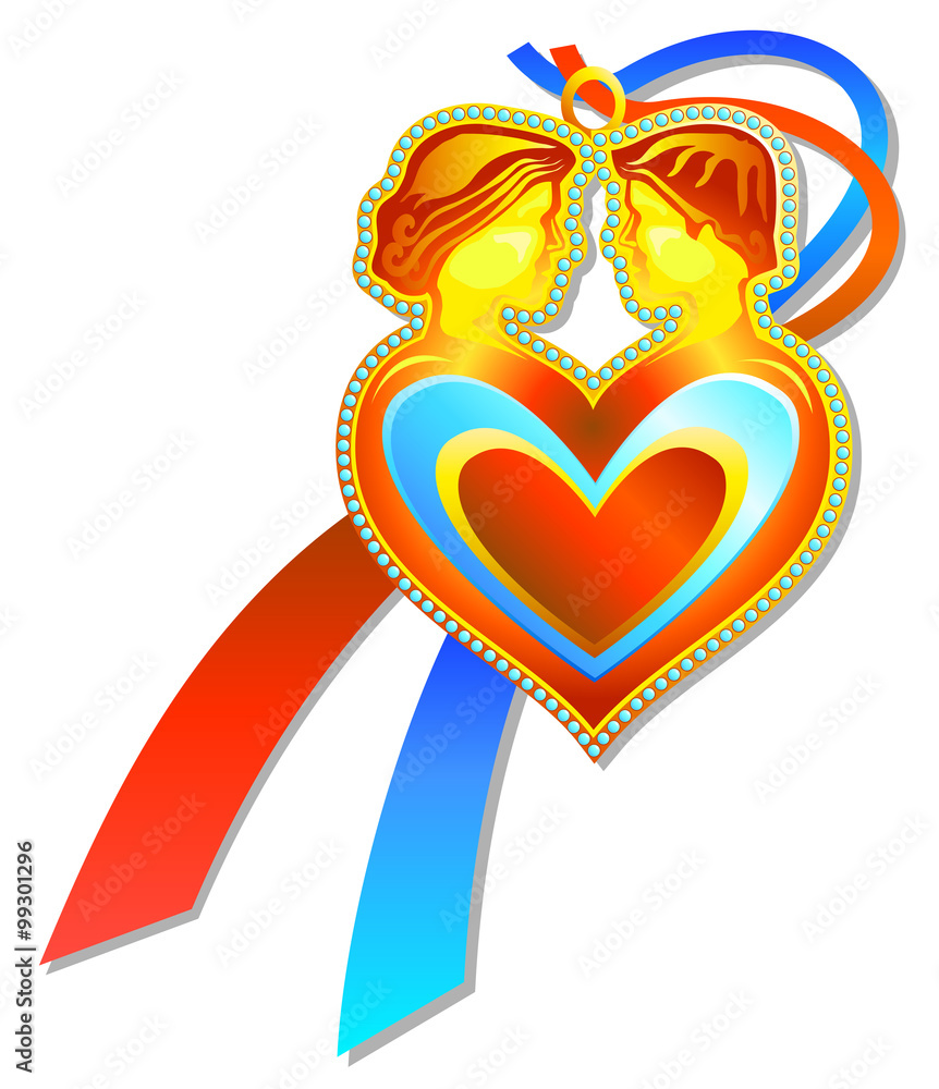 Original symbol. The heart of a man and a woman Original symbol. The heart of a man and a woman