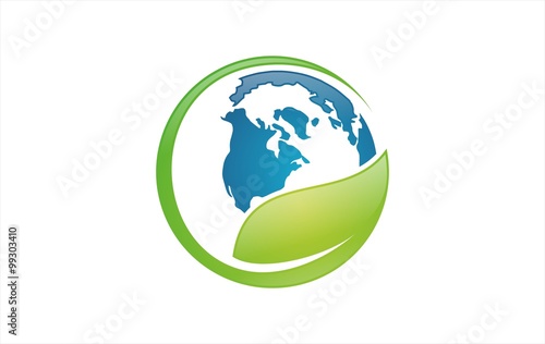 global eco leaf green energy logo design concept