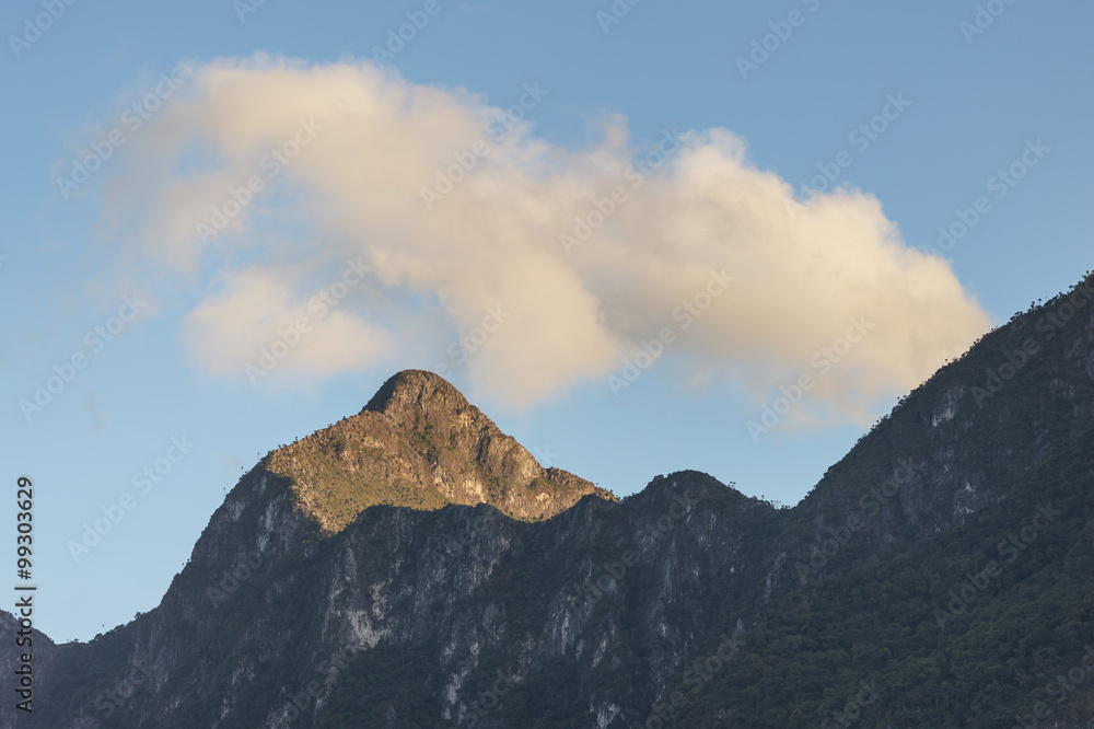 The mountain peak on a sunlight shade