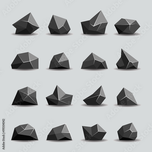 Black polygon stone and poly rocks