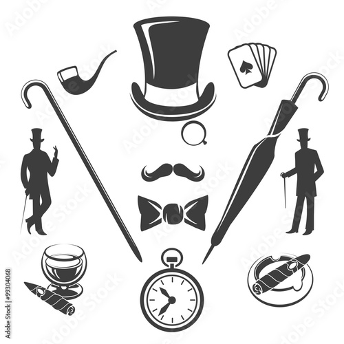 Vintage gentlemen symbols vector