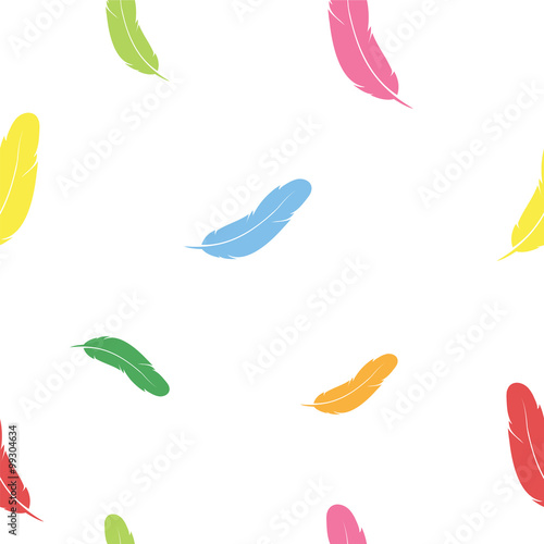 Feather vector art background design for fabric and decor. Seaml