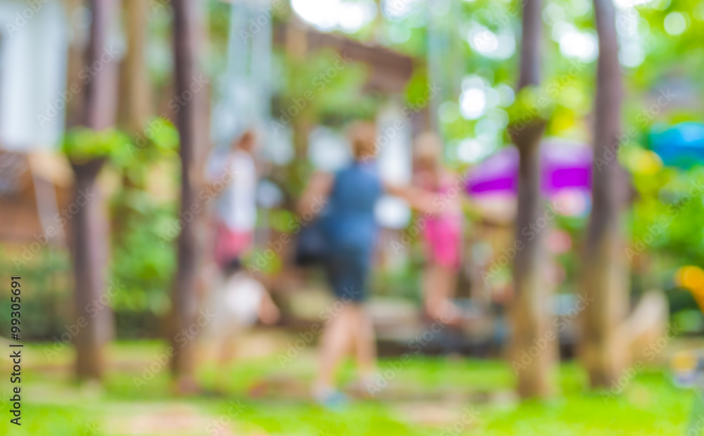 Defocused and blur image of children's playground at public park