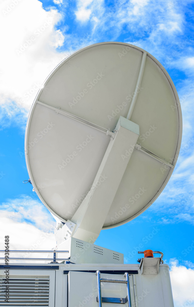 Satellite Dish on Mobile DSNG on Blue Sky